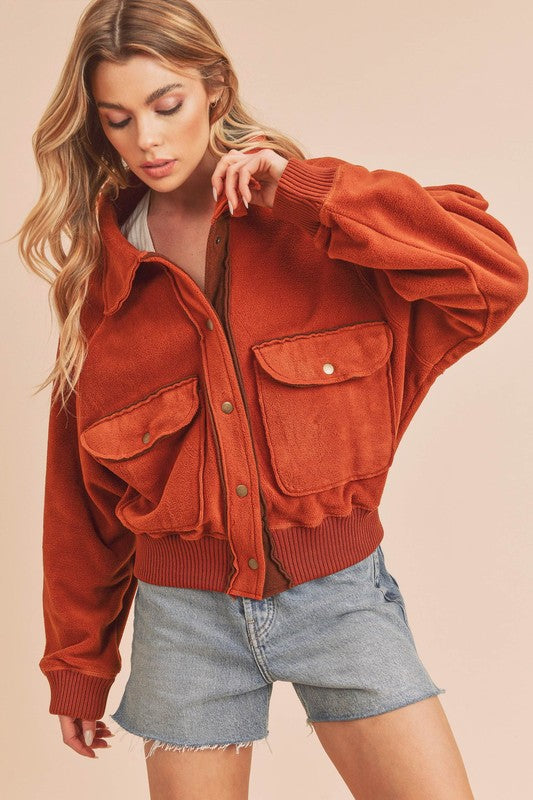 AEMI & Co. Oversize Button up Shacket - So Cozy Bomber