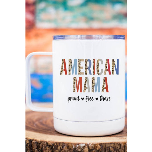 CALI BOUTIQUE American Mama Proud Free Brave Travel Mug