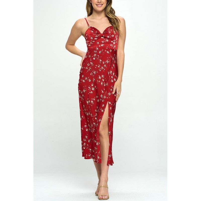 ONE & ONLY COLLECTIVE Printed Satin Tank High Split Dress