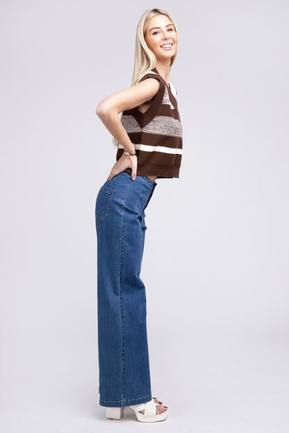 NUVI APPAREL Brown Striped Pattern Sweater Vest