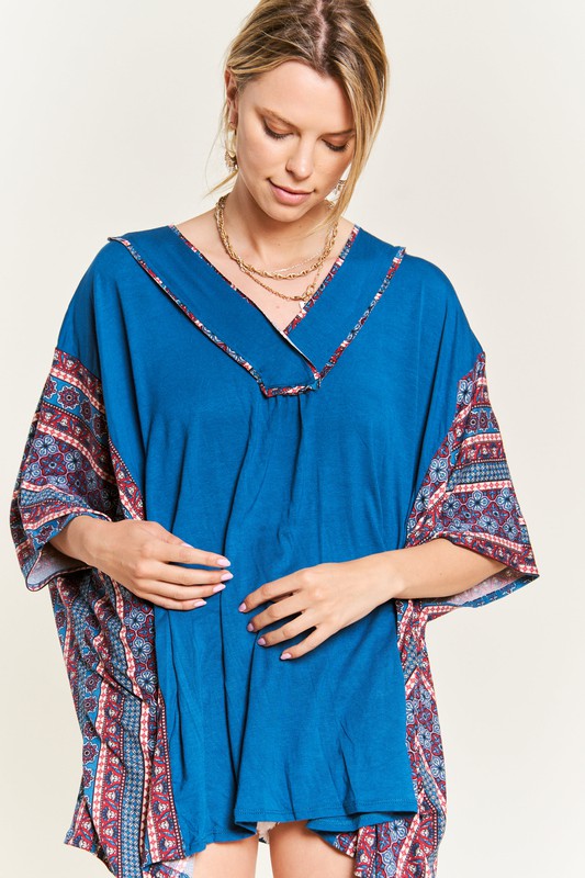 JADE by JANE Teal Tunic Bohemian Poncho