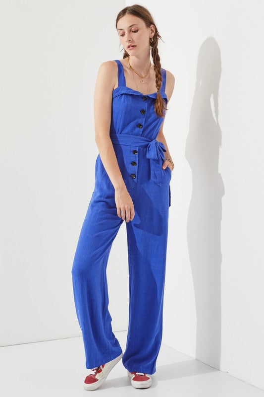 JADE by JANE Belted Sleeveless Jumpsuit with Adjustable Straps