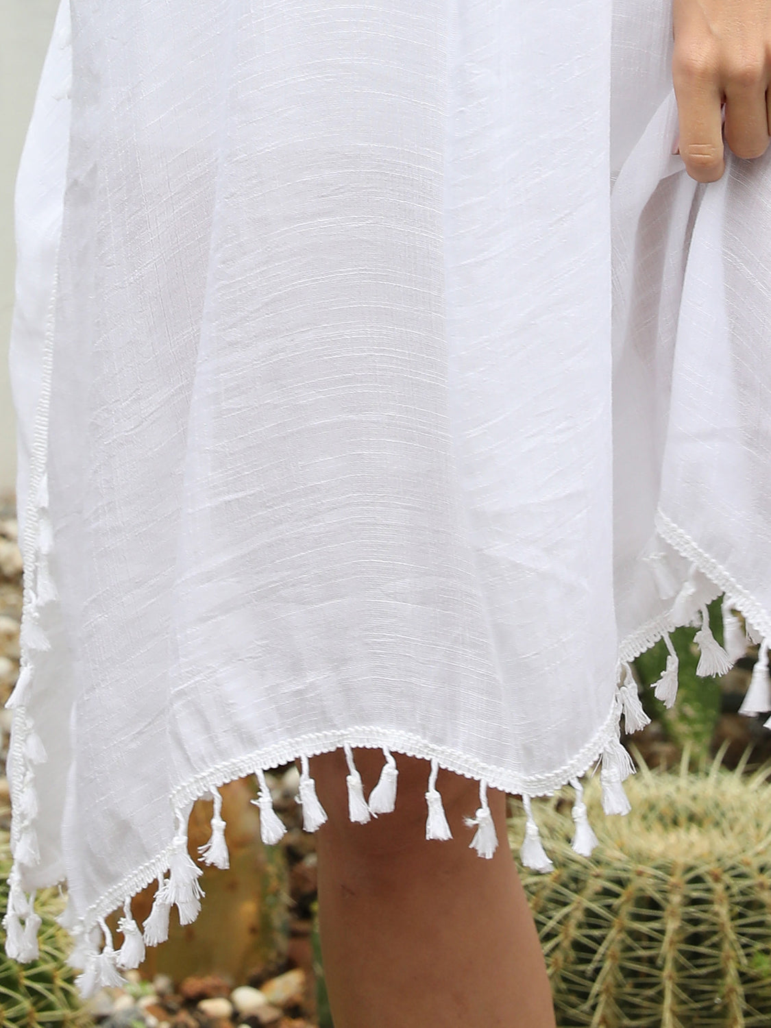 Low-back Tassel Half Sleeve Cover-Up