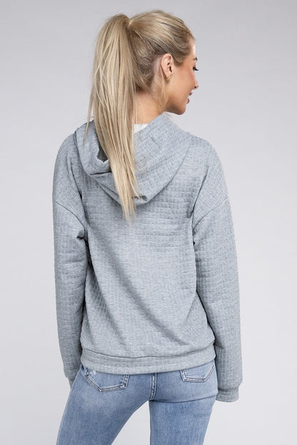 NUVI APPAREL Grey Textured Pocket Drawstring Hoodie