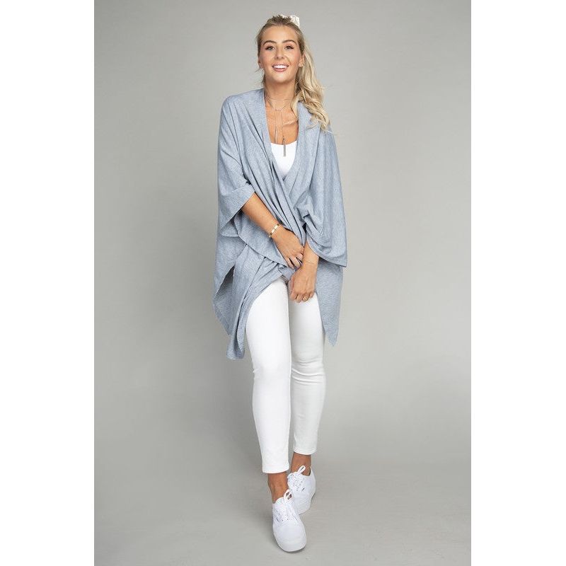 NUVI APPAREL Drop Shoulder Open Front Cardigan