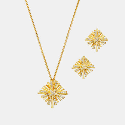 HC Starburst Gold-Plated Earrings and Necklace Set