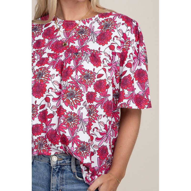 NUVI APPAREL Flutter Sleeve Floral Top