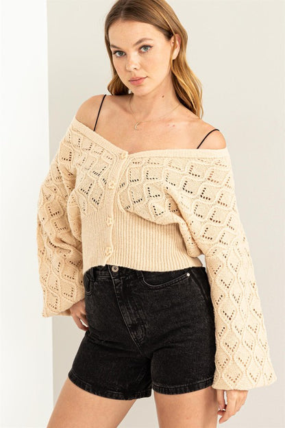 HYFVE Days Together Pointelle Sweater Cardigan