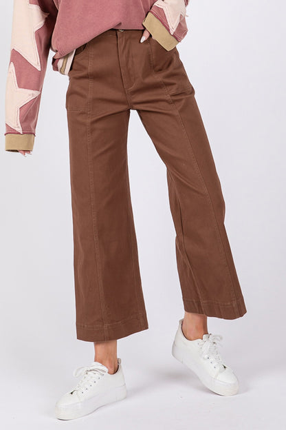 SAGE + FIG Mocha Wide Leg Cropped Pants