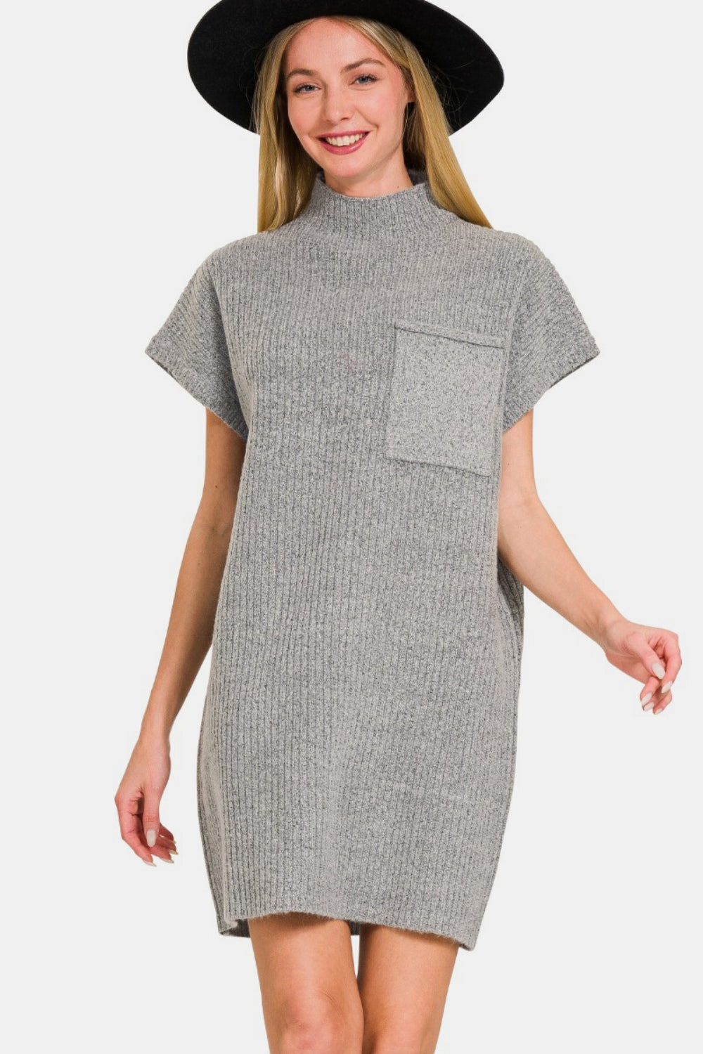 ZENANA Short Sleeve Sweater Mini Sweater Dress