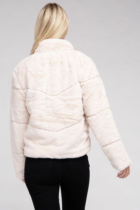 AMBIANCE APPAREL Fluffy Zip-Up Sweater Coat