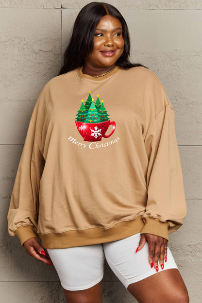 SIMPLY LOVE Full Size "MERRY CHRISTMAS" Graphic Sweatshirt