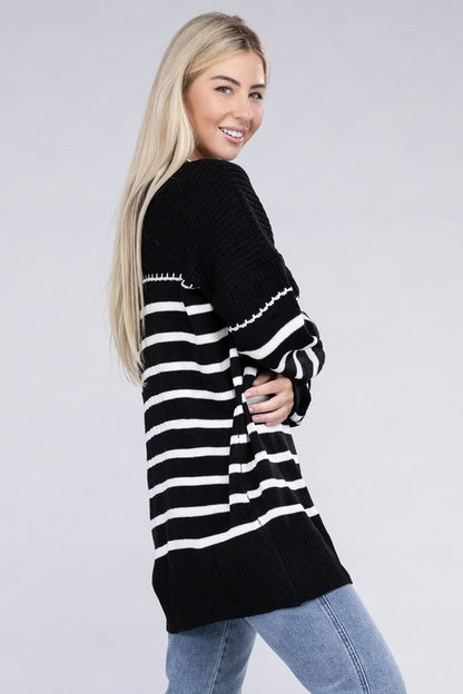 NUVI APPAREL Striped Pattern Knit Sweater