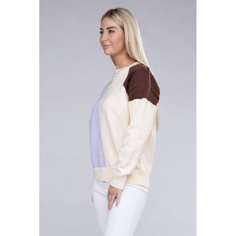 NUVI APPAREL Color Block Pullover Sweater