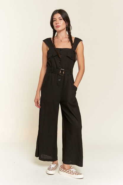 JADE by JANE Casual Sleeveless Square Neckline Ankle Jumpsuit