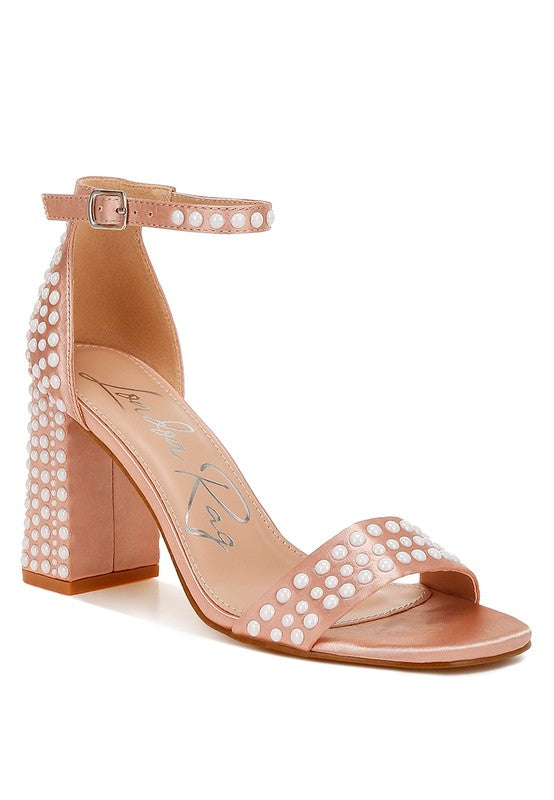 RAG & Co. Klebba Pearls Embellished Satin Sandals