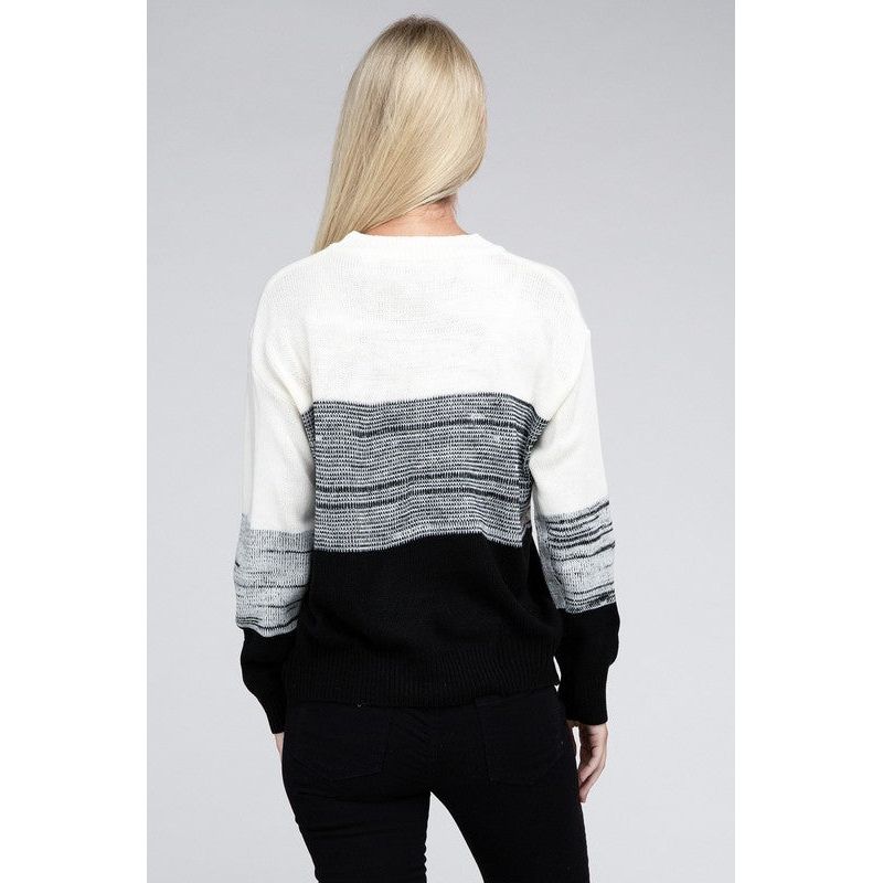 NUVI APPERAL Color Block Round Neck Sweater