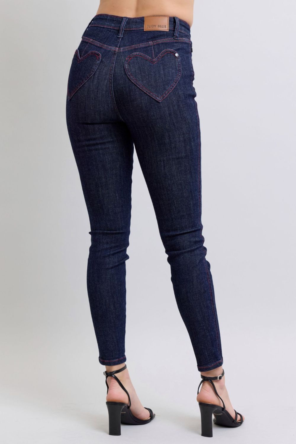 JUDY BLUE Full Size Heart Shaped Back Pockets Skinny Jeans