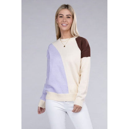 NUVI APPAREL Color Block Pullover Sweater