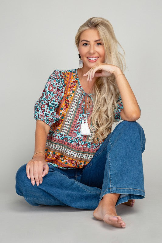 NUVI APPAREL Autumn Tunic top with tassel