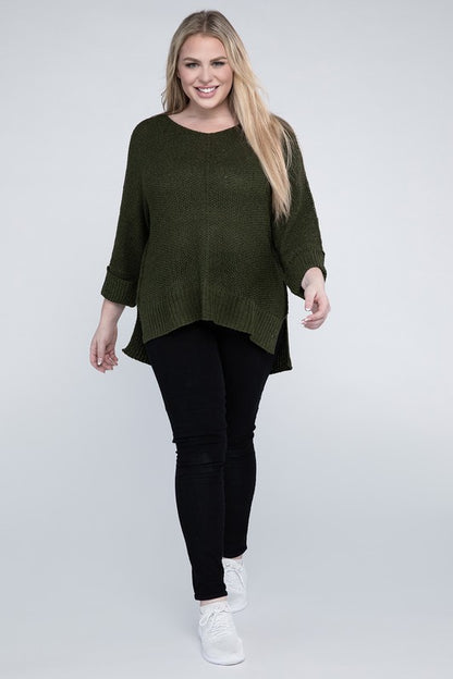 EESOME Plus Size Crew Neck Knit Sweater