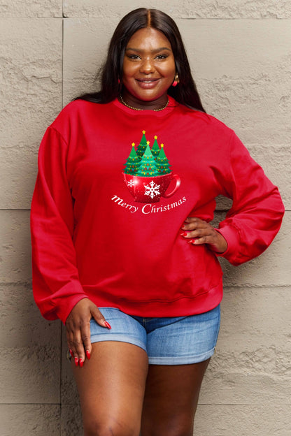 SIMPLY LOVE Full Size "MERRY CHRISTMAS" Graphic Sweatshirt