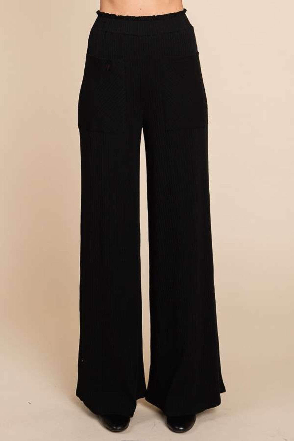 CULTURE CODE Full Size Black High Waist Wide Leg Pants