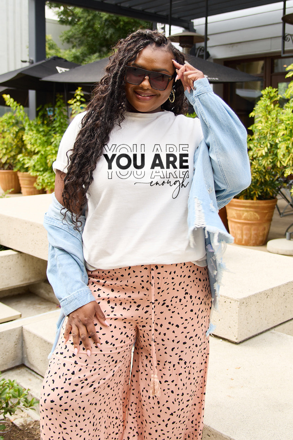 SIMPLY LOVE Full Size "YOU ARE ENOUGH" Short Sleeve Graphic T-Shirt