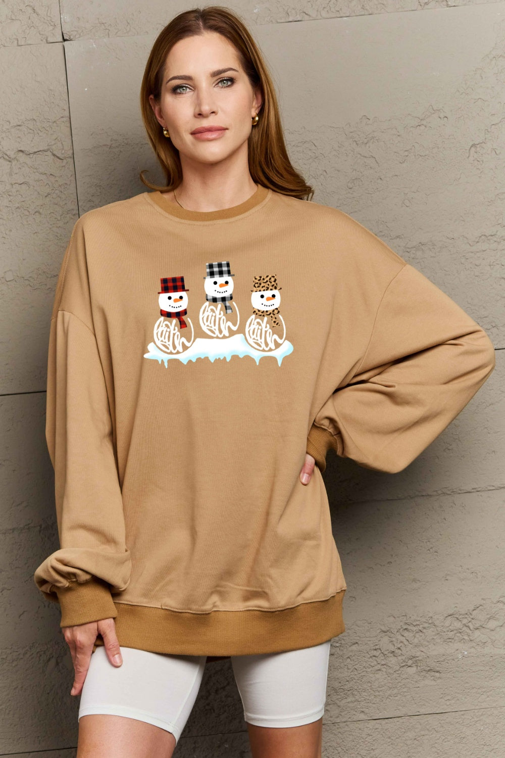 SIMPLY LOVE Full Size Snowmen Graphic Christmas Sweatshirt