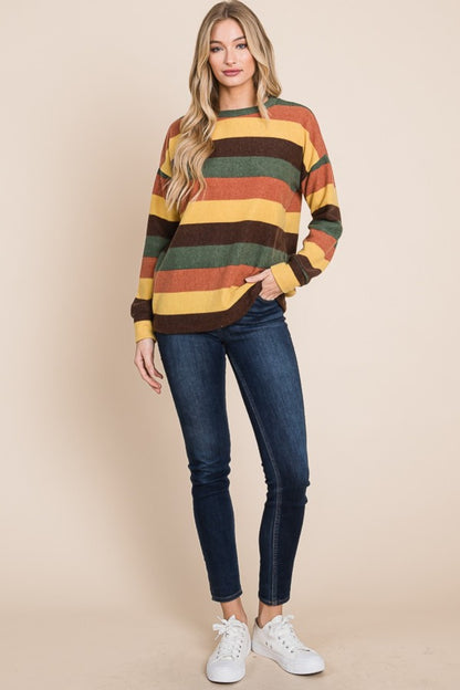 BOMBOM Fall Multi-Color StripedTop