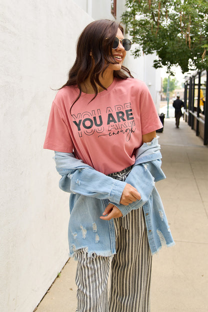 SIMPLY LOVE Full Size "YOU ARE ENOUGH" Short Sleeve Graphic T-Shirt