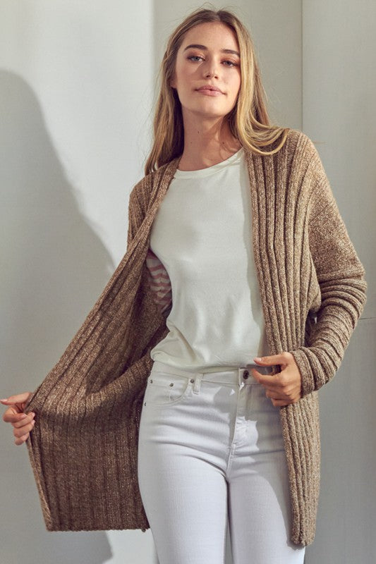 E LUNA Chunky Open-front Knit Sweater Cardigan