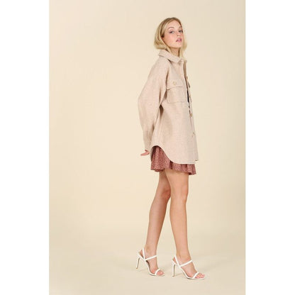 LILOU Light beige shacket with pockets