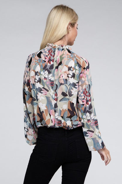 NUVI APPAREL Chiffon Floral Blouse