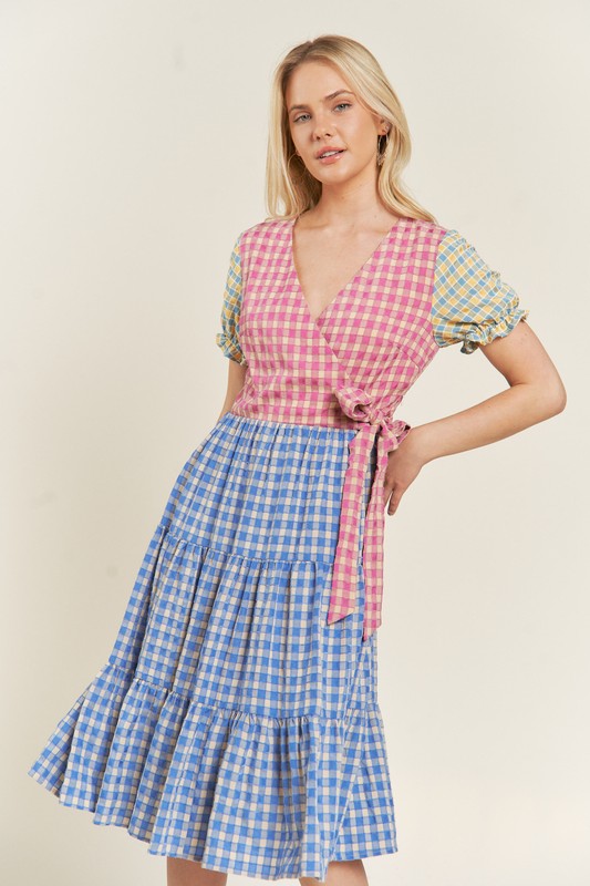 JADE by JANE Plus-size Color block Gingham Dress