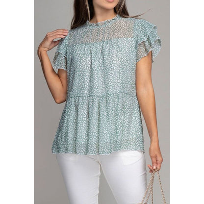 NUVI APPAREL Tiered chiffon blouse