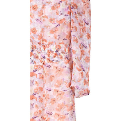 LILOU Floral Chiffon V-neckline Maxi Dress