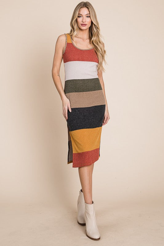 JADE by JANE Knit Color Block Pencil Tank Casual Dress