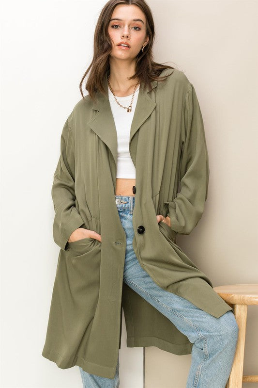 HYFVE Long Button Front Cool Oversized Coat