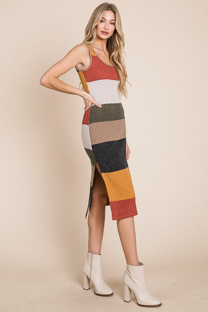 JADE by JANE Knit Color Block Pencil Tank Casual Dress