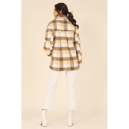 LILOU Plaid sherpa jacket with pockets