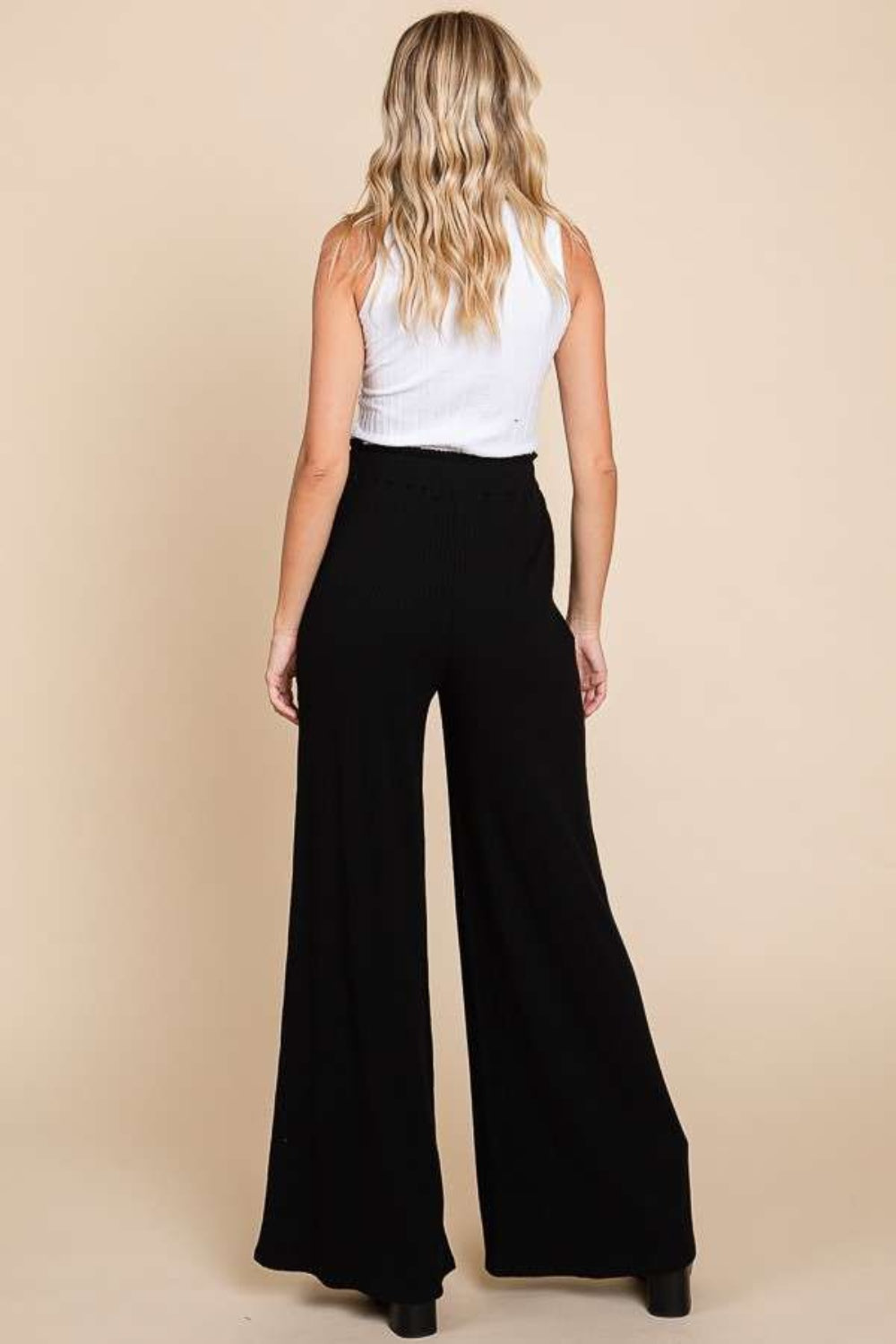 CULTURE CODE Full Size Black High Waist Wide Leg Pants