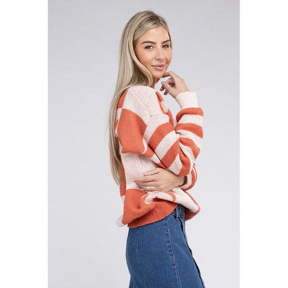 NUVI APPAREL Floral Pattern Drop Shoulder Sweater