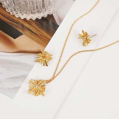 HC Starburst Gold-Plated Earrings and Necklace Set