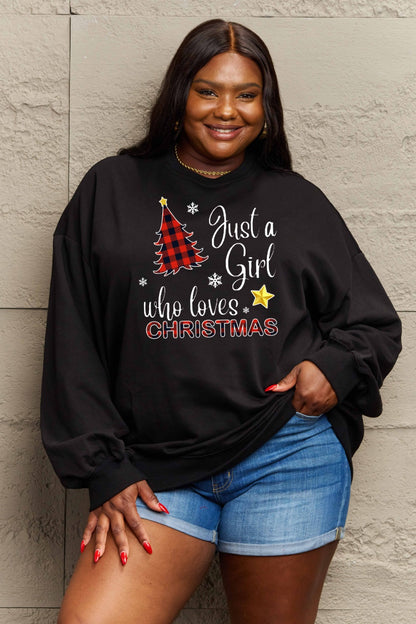 SIMPLY LOVE " Just a girl who loves Christmas" Full Size Graphic Sweatshirt