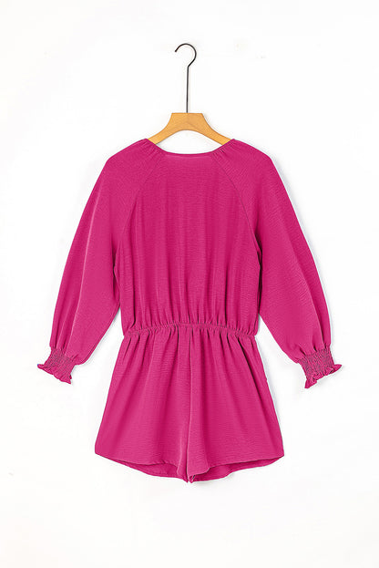 SYNZ Tied Flounce Sleeve Plunge Romper