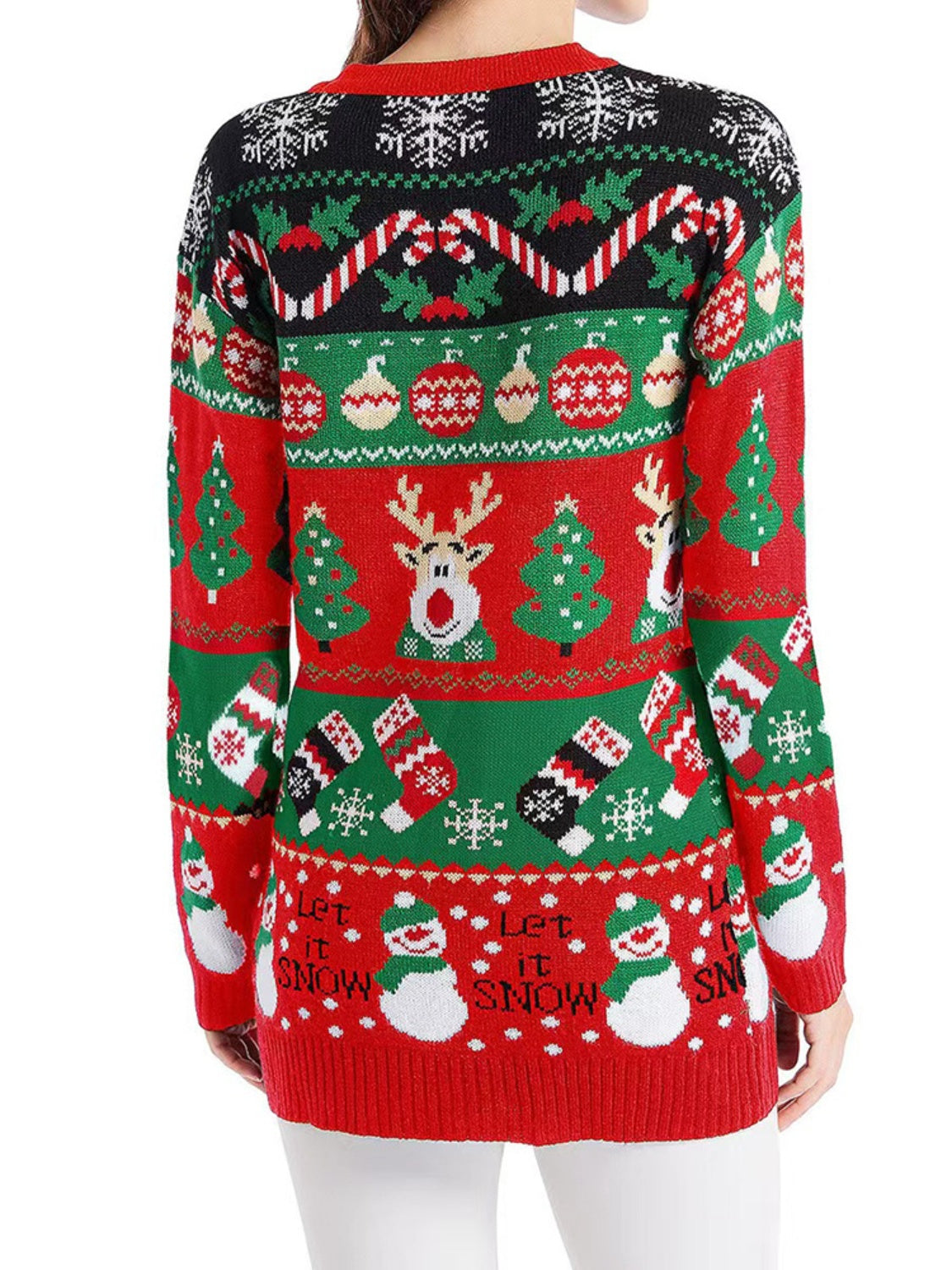 Reindeer Button Up Long Sleeve Christmas Cardigan