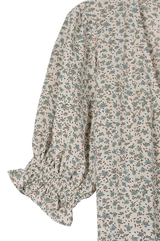 LILOU Green Floral Wrap Sunday Dress