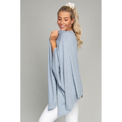 NUVI APPAREL Drop Shoulder Open Front Cardigan