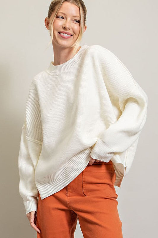 EESOME Long Sleeve Ribbed Sweater